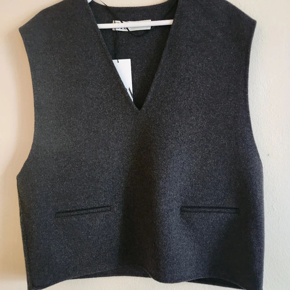 Zara Collection co-ord set vest & Wool-blend cape/A-line midi skirt SZ M BNWT